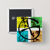 迷彩柄のGeocachingの着色されたロゴ 缶バッジ (正面&裏面)