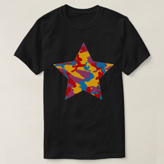 迷彩柄はっきりしたパターン星 Tシャツ (デザイン正面)