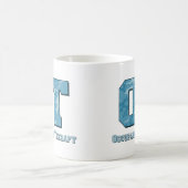 迷彩柄は青に文字を入れます コーヒーマグカップ (中央)