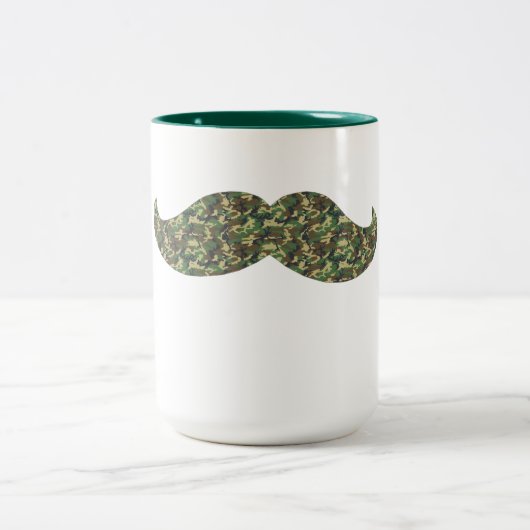 迷彩柄ひげコーヒーおもしろいマグ最高の黒髭 ツートーンマグカップ (中央)