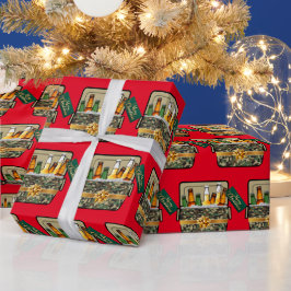 迷彩柄アイチェストとビールメリークリスマス ラッピングペーパー