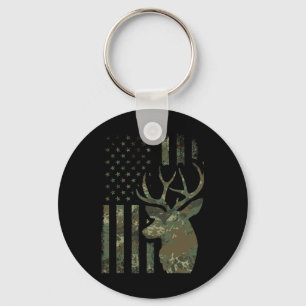 迷彩柄アメリカンフラッグバック狩りギフトElk Deer キーホルダー