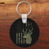 迷彩柄アメリカンフラッグバック狩りギフトElk Deer キーホルダー (正面)