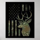 迷彩柄アメリカンフラッグバック狩りギフトforエルクディアー ポスター (正面)