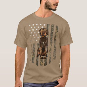 迷彩柄アメリカ国旗の金髪ポインティンググリフォン4th tシャツ