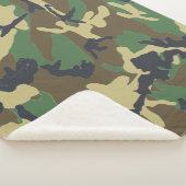 迷彩柄ウッドランドカモフラージュ シェルパブランケット (3/4)