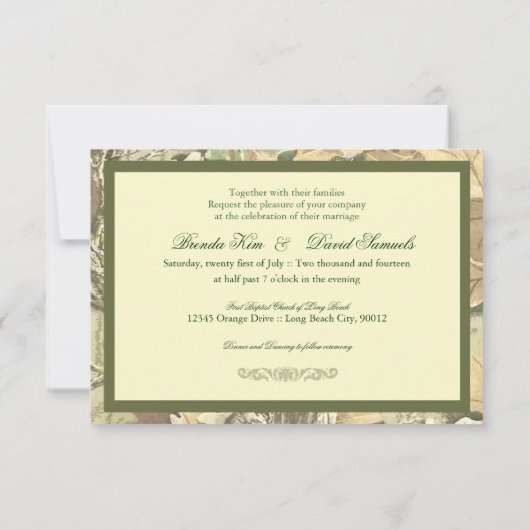 迷彩柄エレガントウエディング招待状 招待状 (裏面)
