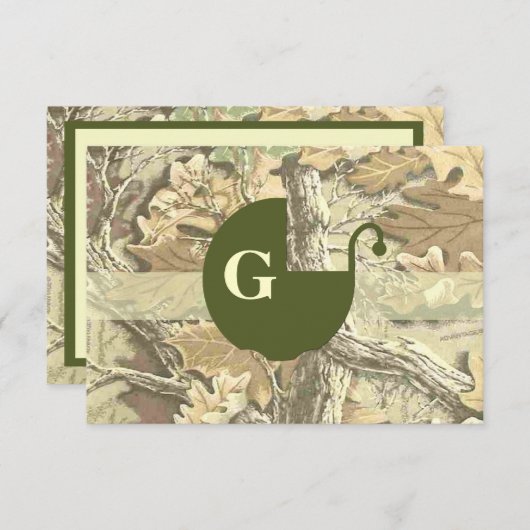 迷彩柄エレガントベビーシャワー招待状 招待状 (正面/裏面)