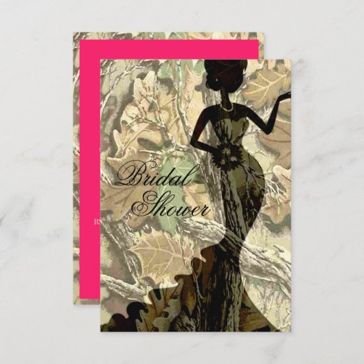 迷彩柄エレガントホットピンクブライダルシャワー招待 招待状 (正面/裏面)