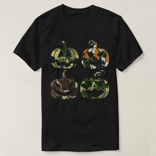 迷彩柄カボチャ軍隊戦術怠惰簡単ハロウィーン Tシャツ (デザイン正面)