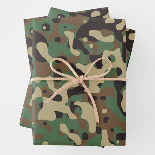 迷彩柄カモフラージグリーンブラウンベージュアーミー軍隊 ラッピングペーパーシート (インサイチュ)
