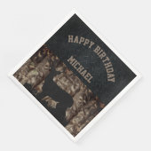迷彩柄カントリー狩り誕生日ナプキンス (コーナー)