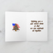 迷彩柄クリスマスツリーとアメリカ国旗 シーズンカード (内部)