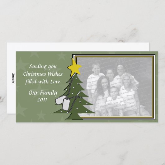 迷彩柄クリスマスドッグタグとツリー シーズンカード (正面/裏面)