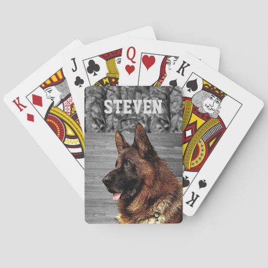 迷彩柄クールドイツの羊飼い犬の動物険しい名前 トランプ (裏面)
