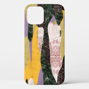 迷彩柄シェイプ:鮮やかなコラージモンタージュ。 iPhone 12ケース
