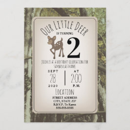 迷彩柄シカ誕生日 招待状