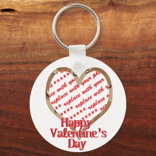 迷彩柄ハートバレンタインの写真フレーム キーホルダー (正面)