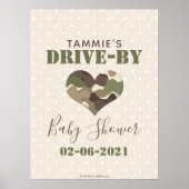 迷彩柄ハート駆動バイベビーシャワーサイン ポスター (正面)