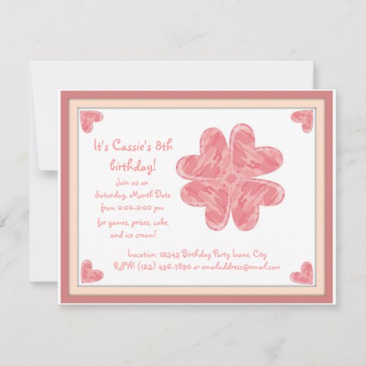 迷彩柄ハート 招待状 (正面)