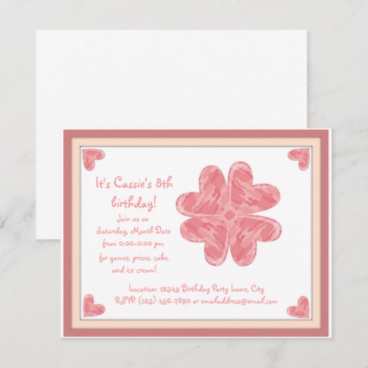 迷彩柄ハート 招待状 (正面/裏面)