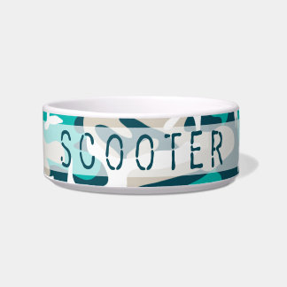 迷彩柄パターンパーソナライズな飼い犬及び猫の餌ボール ボウル