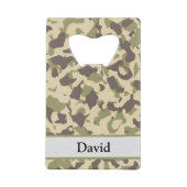 迷彩柄パターン名前をカスタムする クレジットカード栓抜き (正面)