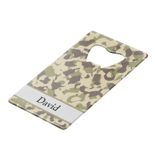 迷彩柄パターン名前をカスタムする クレジットカード栓抜き (裏面アングル)