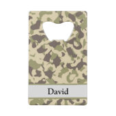 迷彩柄パターン名前をカスタムする クレジットカード栓抜き (裏面)