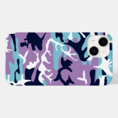 迷彩柄パターン – パープルネイビーブルーホワイト Case-Mate iPhoneケース (裏面 (横))