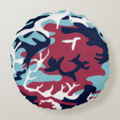 迷彩柄パターン – ブルゴーニュネイビーブルーホワイト ラウンドクッション (裏面)