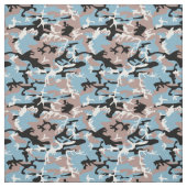 迷彩柄パターン – 淡い茶色の黒い青い白 ファブリック (見本)