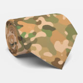 迷彩柄パターン – 緑オレンジブラウンブラック ネクタイ (ロール)