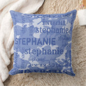 迷彩柄パーソナライズされたの長い名前（青） クッション (ブランケット)