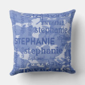 迷彩柄パーソナライズされたの長い名前（青） クッション (裏面)