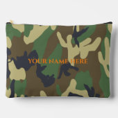 迷彩柄パーソナライズされたトイレトリバッグ アクセサリーポーチ (正面)