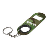 迷彩柄パーソナライズされた名前をカスタムする軍人 キーホルダー栓抜き (正面アングル)