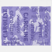 迷彩柄パーソナライズされた紫 フリースブランケット (正面(横))