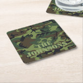 迷彩柄パーソナライズされた スクエアペーパーコースター (アングル)