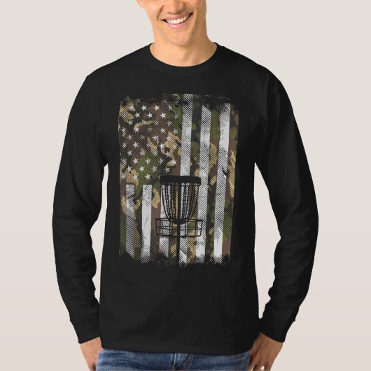 迷彩柄フラグディスクゴルフバスケットヴィンテージゴルフ愛国者 Tシャツ (正面)