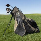 迷彩柄ブラックラボドッグ飼育動物名 ゴルフタオル (グリーン)