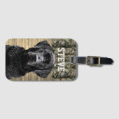 迷彩柄ブラックラボドッグ飼育動物名 ラゲッジタグ (正面横)