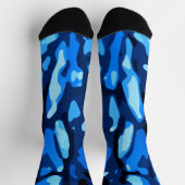 迷彩柄ブルー抽象芸術パターン ソックス (上部)