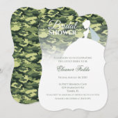 迷彩柄プリントエレガント(ホワイトドレスブライダルシャワー) 招待状 (正面/裏面)