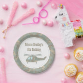 迷彩柄プリントヘリコプター陸軍少年誕生パーティー ペーパープレート (パーティー)