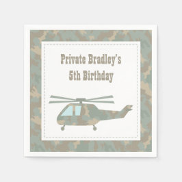 迷彩柄プリントヘリ軍少年誕生会 スタンダードカクテルナプキン