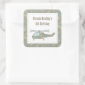 迷彩柄ヘリコプター陸軍少年誕生日パーティーのシール スクエアシール (バッグ)