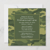 迷彩柄ベビーシャワーまたはパーティー 招待状 (正面)