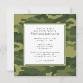 迷彩柄ベビーシャワーまたはパーティー 招待状 (正面)