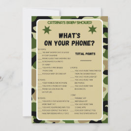 迷彩柄ベビーシャワー – 編集可能な名前、5 x 7 招待状